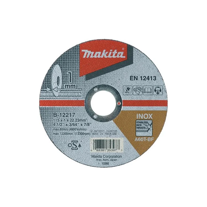 DISCO CORTE ACERO INOX. 4-1/2" (115 X 1.0 X 22.23 B-12217 MAKITA