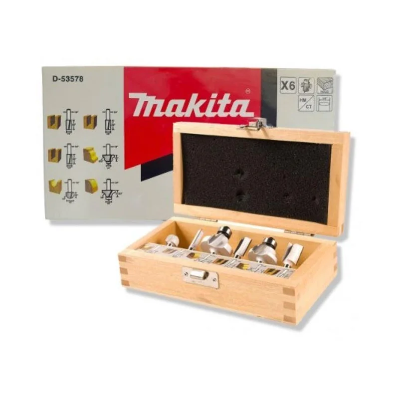 Set De Fresas 6 Unidades Toma 1/4" Madera D-53578 Makita Set De Fresas 6 Unidades Toma 1/4" Madera D-53578 Makita