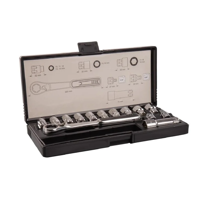 Jgo.Dados Hex. Milimetrico Zocalo Pasado 14Pz B-65595 Makita