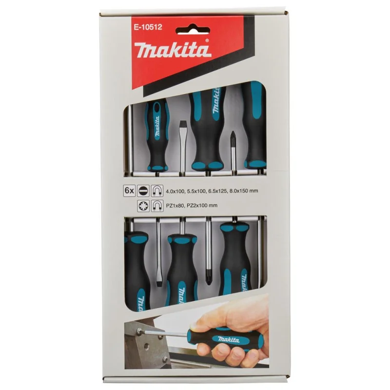Set Destornilladores 6Pzs (Sl 4Pcs.+Pz 2Pcs.) E-10512 Makita
