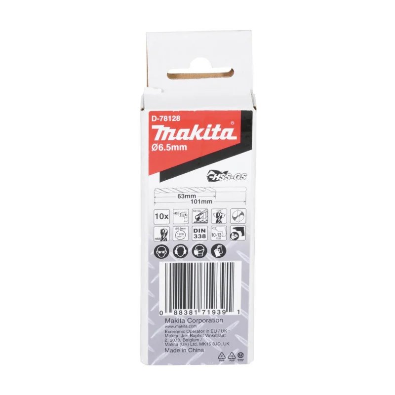 Broca Metal Hss-Gs 6.5 X 101 Mm (10 Unid) D-78128 Makita