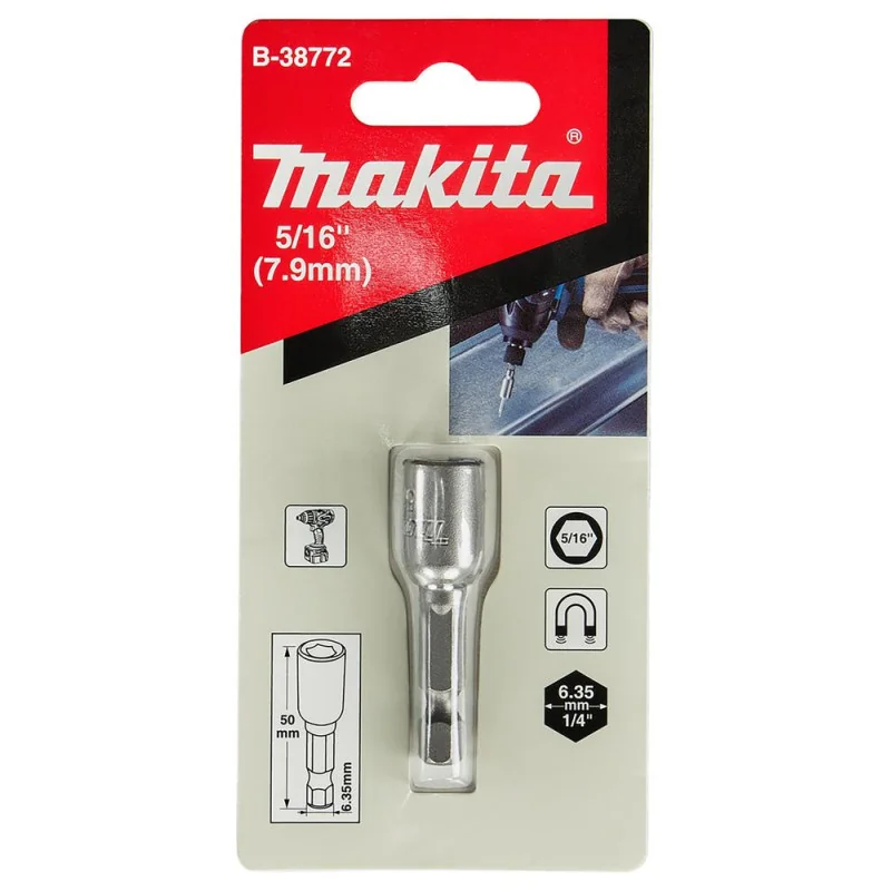 Punta Dado Magnetico 5/16" (1/4"X50Mm) Mz B-38772 Makita