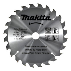 Disco Sierra 7-1/4" X 20Mm X 24 Dte Madera Con Buje D-51340 Makita