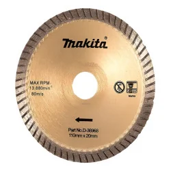 Disco Diamantado Turbo 4-1/4" (110 X 20Mm) Para Marmo D-36968 Makita
