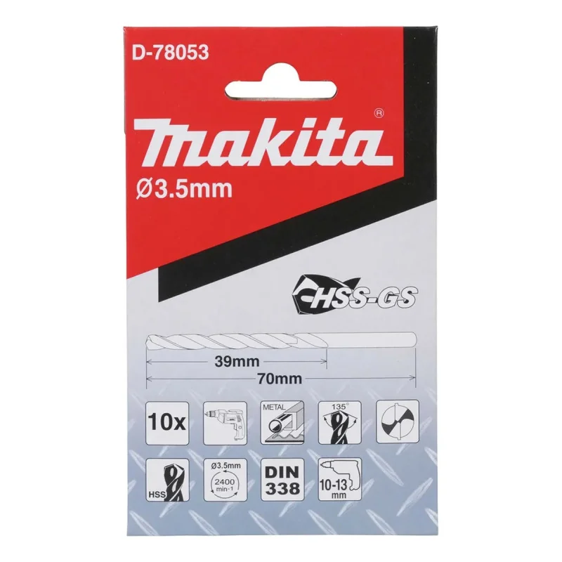 Broca Metal Hss-Gs 3.5 X 70 Mm. (10 Unid.) D-78053 Makita